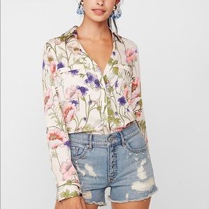 Express Floral Portofino Button Down Shirt